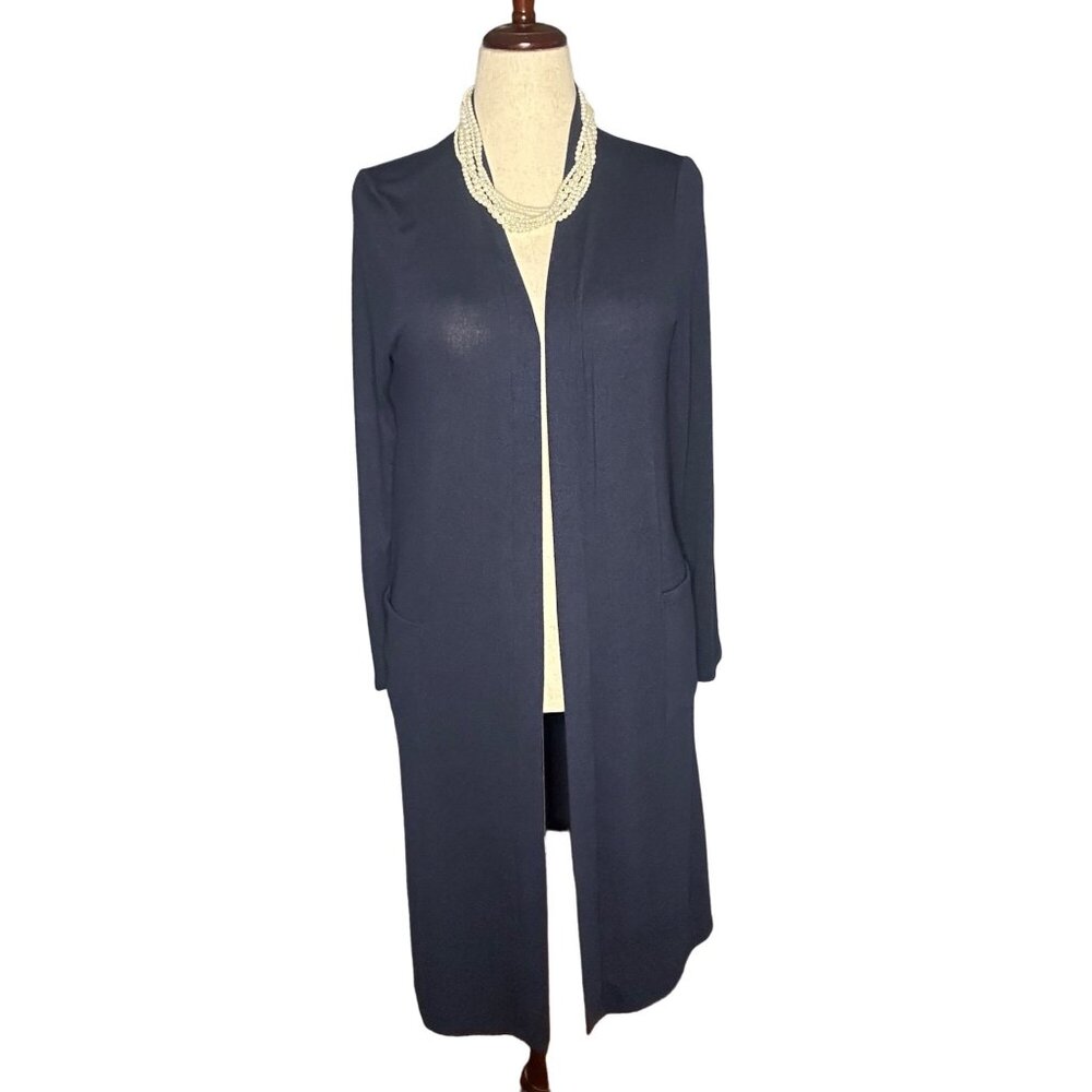 Korye Navy Knee-Length Open Front Cardigan Sweater XL Womens